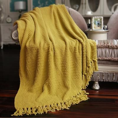 Home Soft Things Knitted Tweed Couch Throw