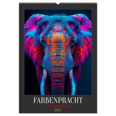 Farbenpracht - Bunte Tierporträts (Wandkalender 2027 DIN A2 hoch), CALVENDO Monatskalender