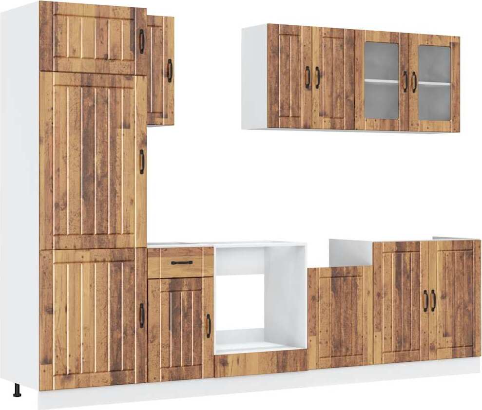 8-tlg. Küchenschrank-Set Kalmar Altholz-Optik Holzwerkstoff