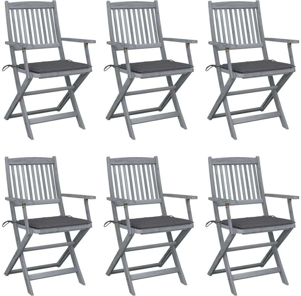 Klappbare Gartenstühle 6 Stk. mit Sitzkissen Massivholz Akazie