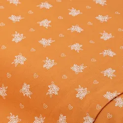 Baumwoll-Trachtenstoff "Röschen", orange/weiß