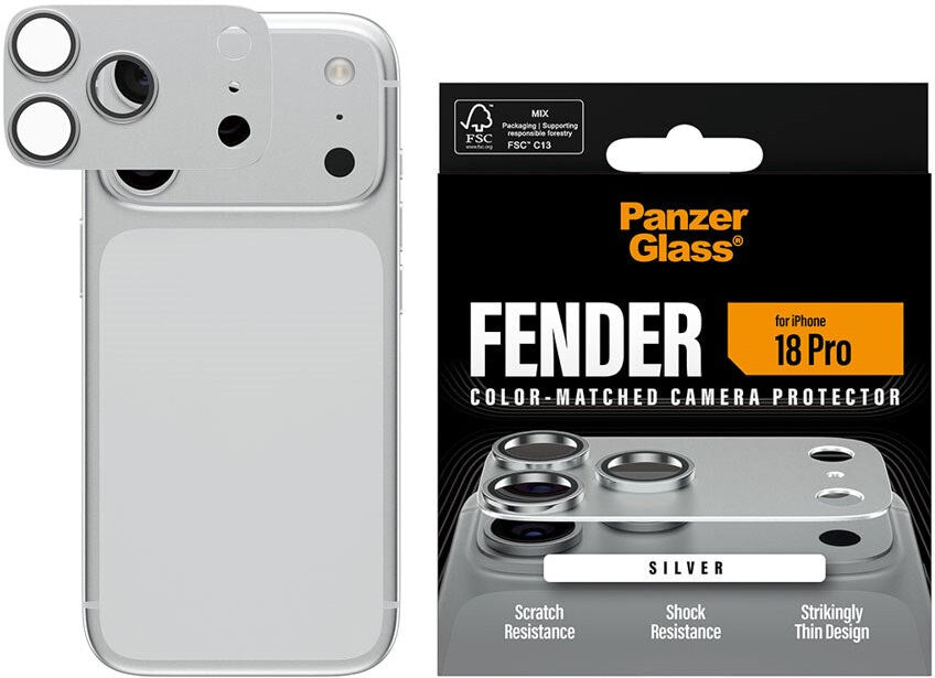 iPhone 18 Pro PanzerGlass FENDER Kamerabeskyttelse - Silver