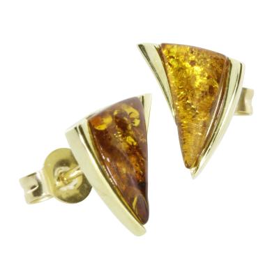 Paar Ohrstecker OSTSEE-SCHMUCK "- Imke - Silber 925/000, vergoldet - Bernstein" Gr. 11, gold (goldfarben, gelb), Ohrringe, Damen, 11, Silber 925 (Sterlingsilber)