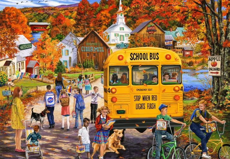 Bluebird Puzzle Puzzelspel De Schoolbus 1000 stukjes kleurrijk