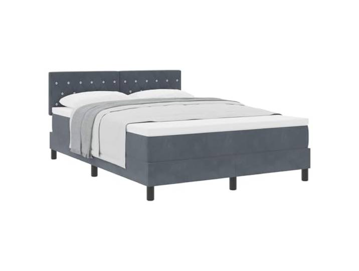 vidaXL Boxspringbett mit Matratze Dunkelgrau 140 x 200 cm Samt Der Rahmen ist aus hochwertigem Samt und sorgt für ein weiches,