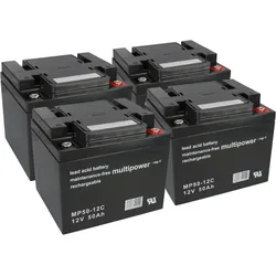Akku Batterie Roller Elektromobil E-Scooter E Rex 1500 4x 12V 50Ah 48V AGM Blei Bleigel wie 55Ah 60Ah 66Ah kompatibel MP
