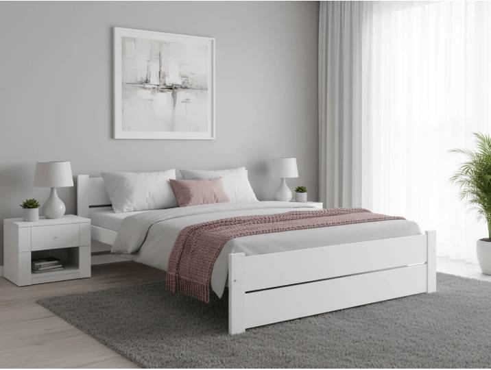 Bett IKAROS DOUBLE 180 x 200 cm, weiß Matratze: Ohne Matratze, Lattenrost: Ohne Lattenrost