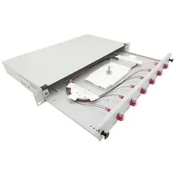 Tecline LWL Spleissbox, 6-fach LC-Duplex, OM4, mit LC Duplex-Kupplungen und Pigtails, 19", ausziehbar, Netzwerkkabel