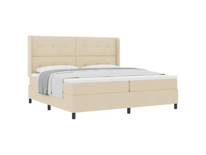 PUGYNBK Boxspringbett, 200 x 200 cm, cremefarben, mit verstellbarem Kopfteil