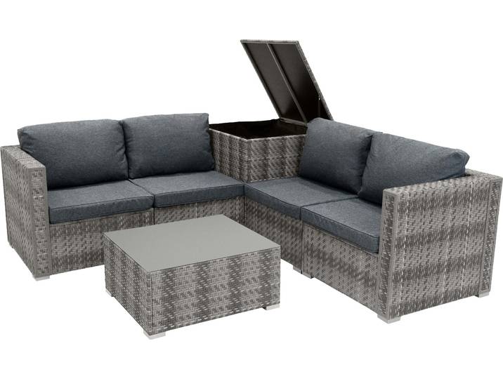 Rotin Modulaire Ensemble de meubles 6 pièces - Gris