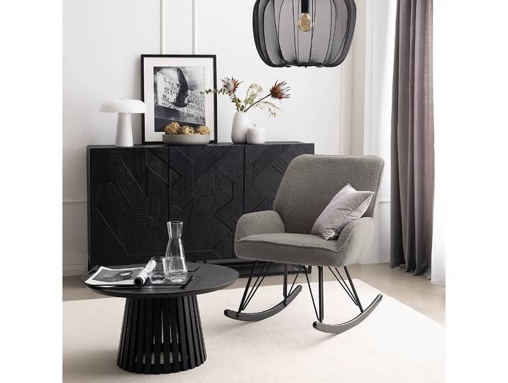 Schaukelstuhl Timely Grau/Grau Teddystoff 69 x 91 x 80cm