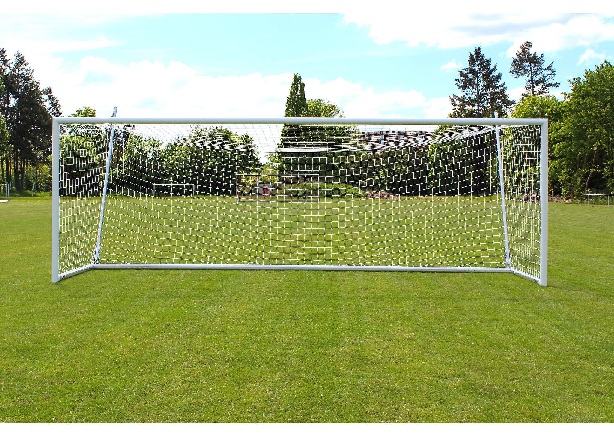 Sport-Thieme Großfeld-Fußballtor mit freier Netzaufhängung SimplyFix, weiß, freistehend