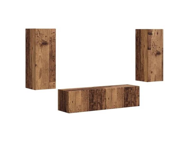 hliofuir 2er Set TV-Schrank Wandmontiert Holzwerkstoff Altholz Zweiteilige Hängekombination für Wohn- und Schlafzimmer mit geschlossenen Fächern für strukturierte Medienaufbewahrung.
