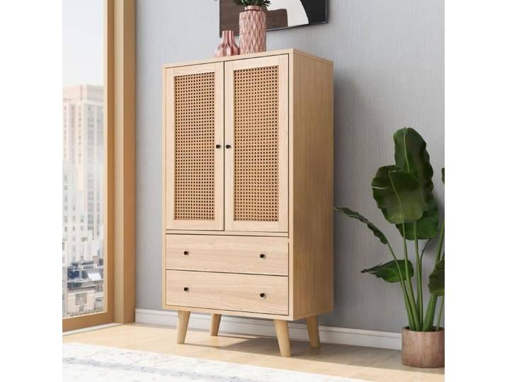 Buffet en bois - Commode - Buffet bas - 2 portes - 2 tiroirs - Design élégant - Chêne