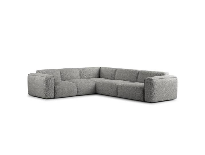 Canapé d’angle avec angle arrondi Gris/Gris Bouclé Tissu Bony 325 x 71 x 260cm Angle à gauche vu de face Moderne