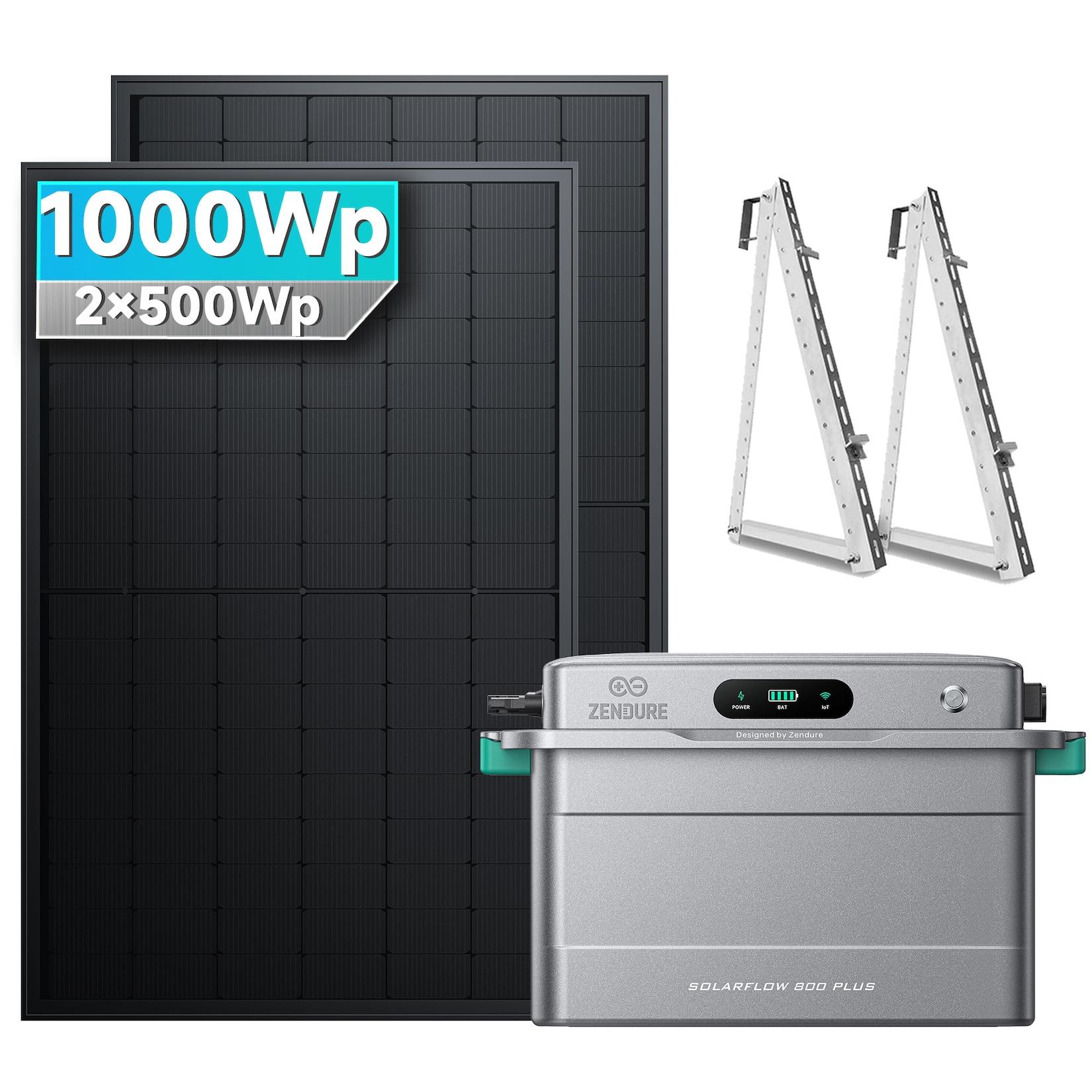 SolarMars® 1000W Balkonkraftwerk mit Speicher, Zendure SolarFlow 800 Plus - Mit Balkonhalterung