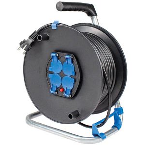 as-Schwabe Kabeltrommel 10211, für innen, 4x Schutzkontaktsteckdosen, Kabeltyp H05RR 1,5 mm², 25 m