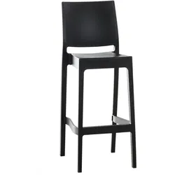 DELUKE® Barhocker MIAMI - Schwarz, Kunststoff | Barhocker mit Lehne Barstuhl Tresenhocker Tresenstuhl Kneipenhocker Kneipenstuhl