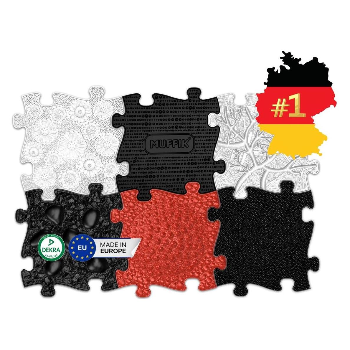 Askato Mata Sensoryczna Ortopedyczna ZESTAW 6w1 BABY B&W 6 PUZZLI SENSORYKA MUFFIK / MFK-023-3 (MUFFIK)