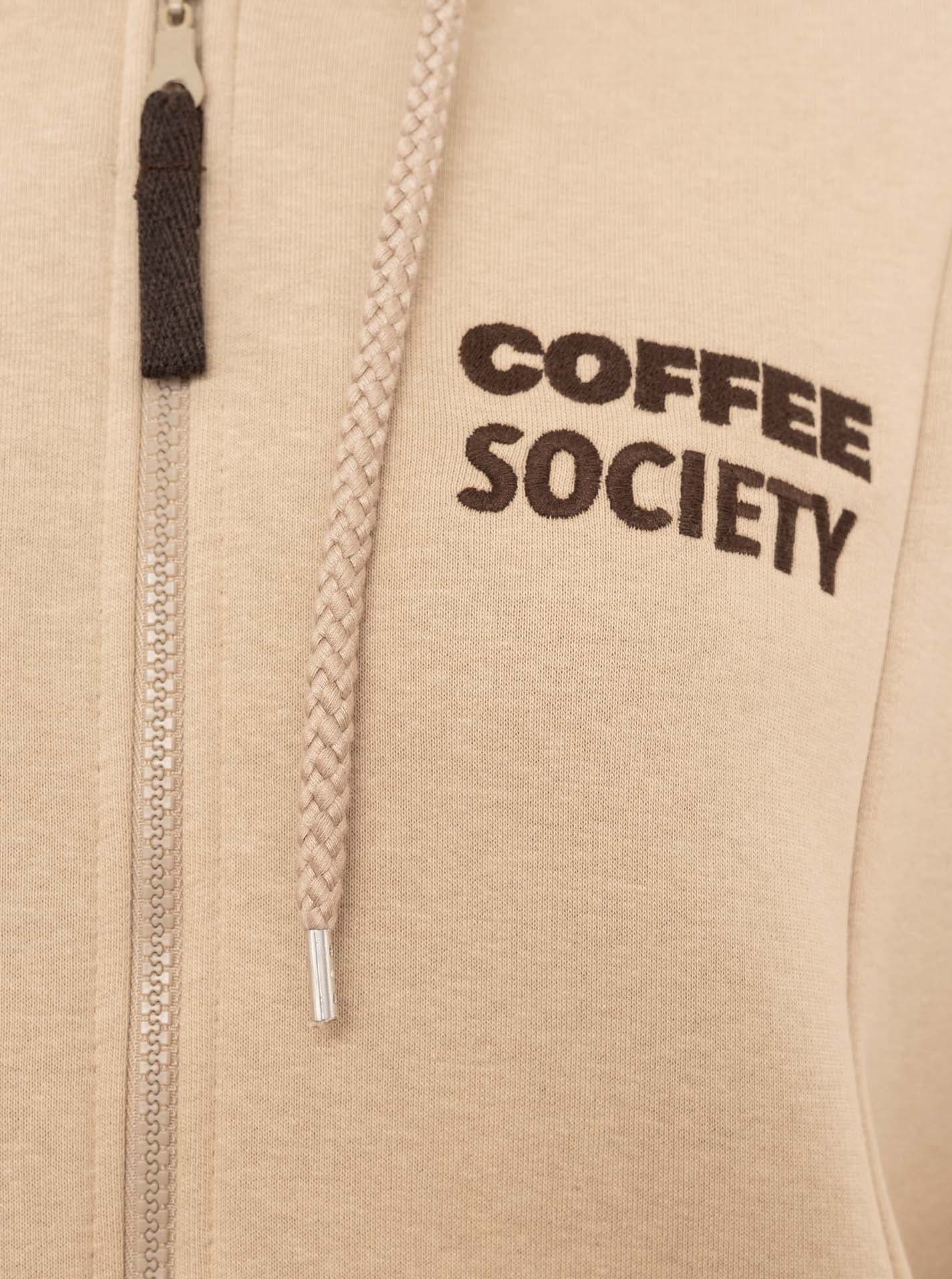 Kurzmantel ZWILLINGSHERZ "Morning Coffee", Damen, Gr. M, beige (pure cashmere), Sweatware, Obermaterial: 50% Baumwolle, 50% Polyester, Mäntel Kurzmantel, grosse Stickerei hinten, Taschen, Reissverschluss pure cashmere M
