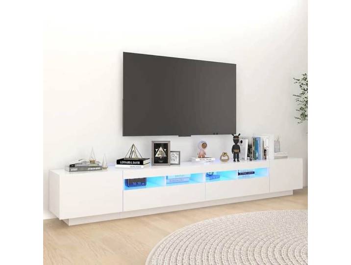 Banc TV Blanc Magnifique - Meuble TV - Armoire TV Pour Téléviseur - avec lumières LED Blanc 260x35x40cm CL8199624
