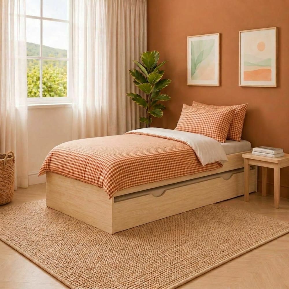 ID Kids Pack lit gigogne avec matelas bois massif 90x190 cm Marron 195x46x98cm