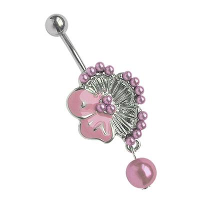 Bauchnabelpiercing ADELIA´S "Piercing Bauchnabelpiercing", rosa, Piercings, Damen, onesize, Titan, Blume mit vielen kleinen Perlen