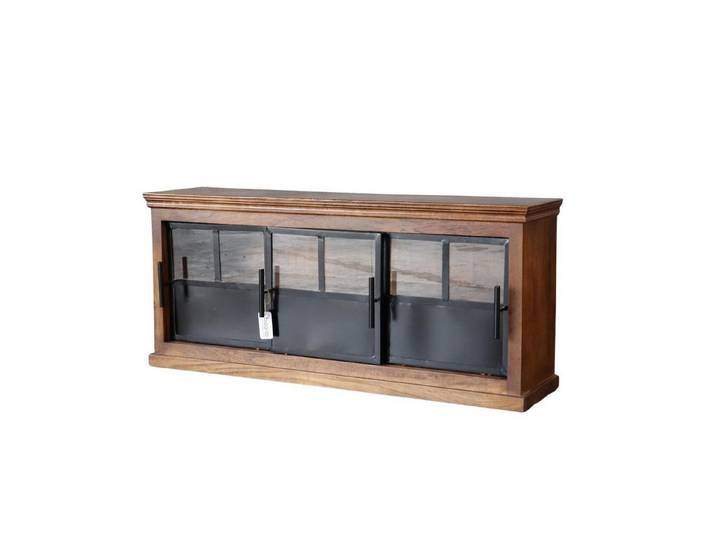 baario TV-Board Lowboard IVETTE Industrial Metall, TV-Board massiv Mangoholz & Eisen