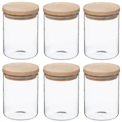 WellHome - Set mit 6 Gläsern aus Glas und Holz, 600 ml