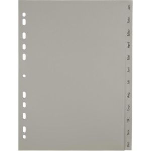 Böttcher-AG Register Premium, A4, Jan.-Dez., Kunststoff, 12-teilig, extra strapazierfähig, grau