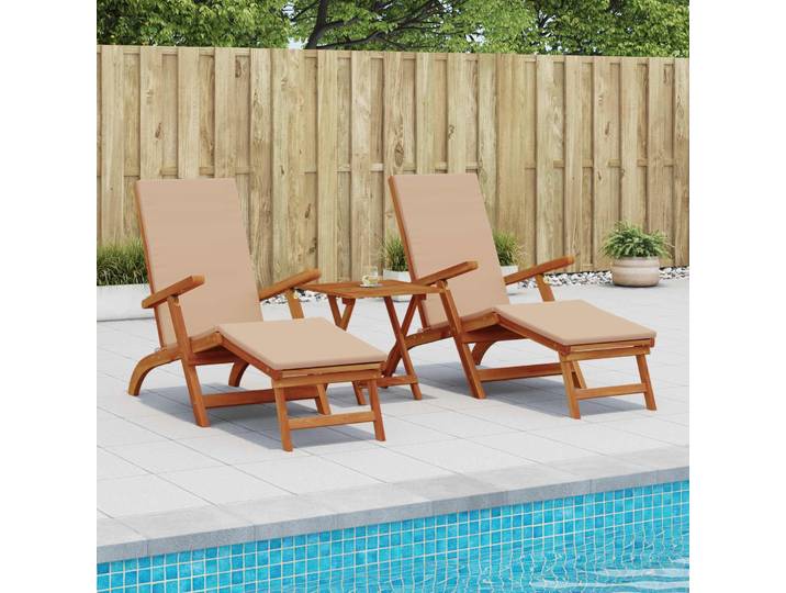 vidaXL Reclining and Folding Sunlounger 2 stk. Massivholz Akazie