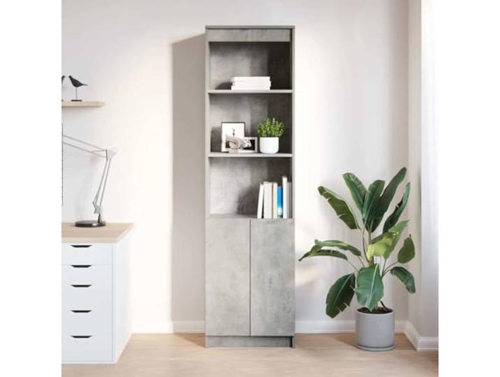 KTHLBRH Anrichte grau Beton 50 x 35 x 180 cm Technisches Holz 5 Einlegeböden, 60 kg, für Badezimmer, Küche, Wohnzimmer