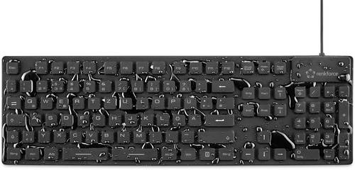 Renkforce RF-3561816 USB Tastatur Deutsch, QWERTZ Schwarz Silikonmembran vollversiegelt IP68