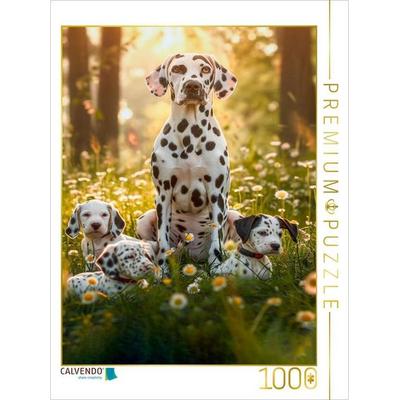 CALVENDO Puzzle Dalmatiner, die Familie beim kleinen Spaziergang | 1000 Teile Lege-Größe 64x48cm Foto-Puzzle für glückliche Stunden, Game von ,