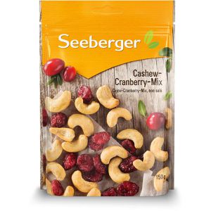 Seeberger Nussmischung Cashew-Cranberry-Mix, im Beutel, fruchtig, geröstet, 2 Nuss- & Fruchtsorten, 150 g