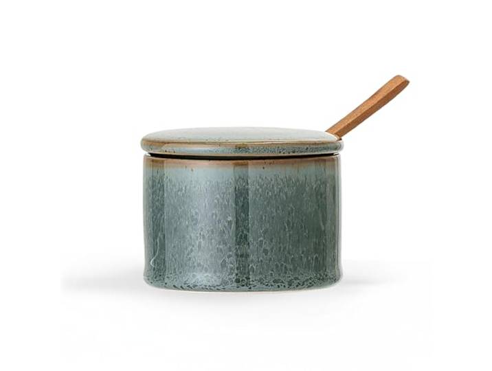Bloomingville Zoutpot met deksel en lepel Pixie, groen, keramiek