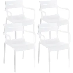Oviala Business 4er-Set weiße Kunststoff-Terrassenstühle