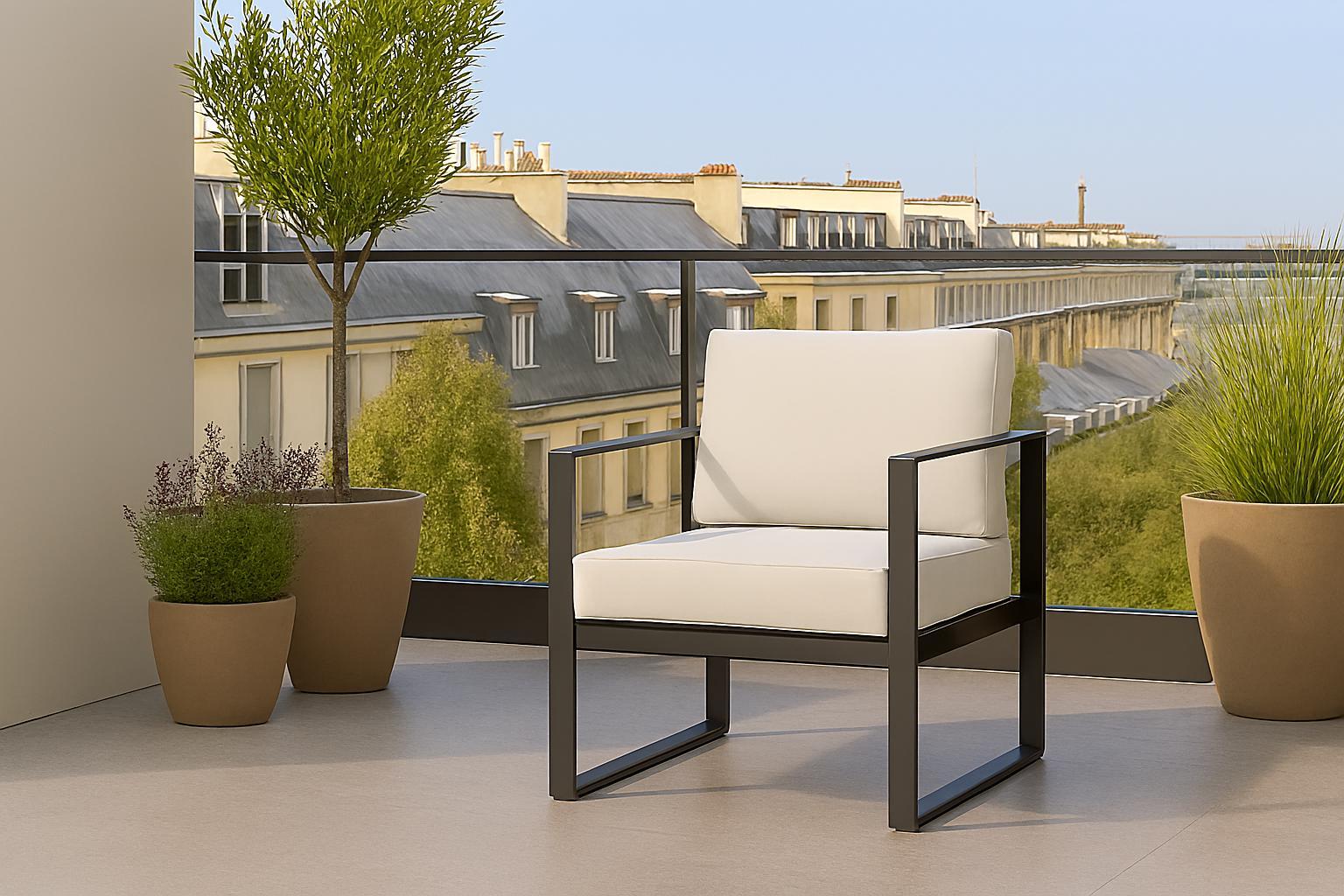 Gartenstuhl, Polsterstuhl, Metall, für den Garten, Terrasse oder Außenbereich, Modell MONAKO