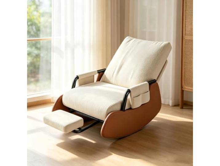 LCNDKF Ergonomischer Ruhesessel mit Stabiler Schaukelbasis Schaukelnder Komfortsessel mit tiefer Sitzfläche 60x60cm und Rückenunterstützung für Lesestunden.