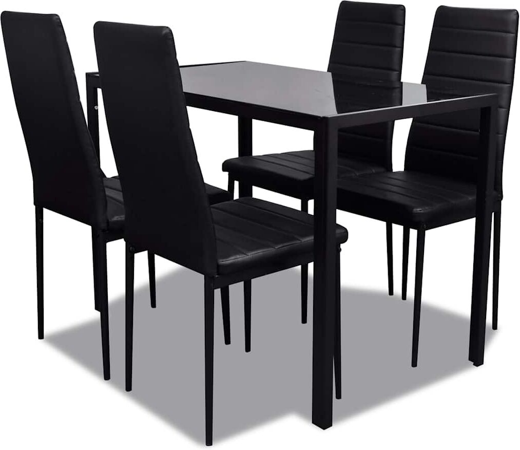 vidaXL Ensemble de table pour salle à manger cinq pièces noir