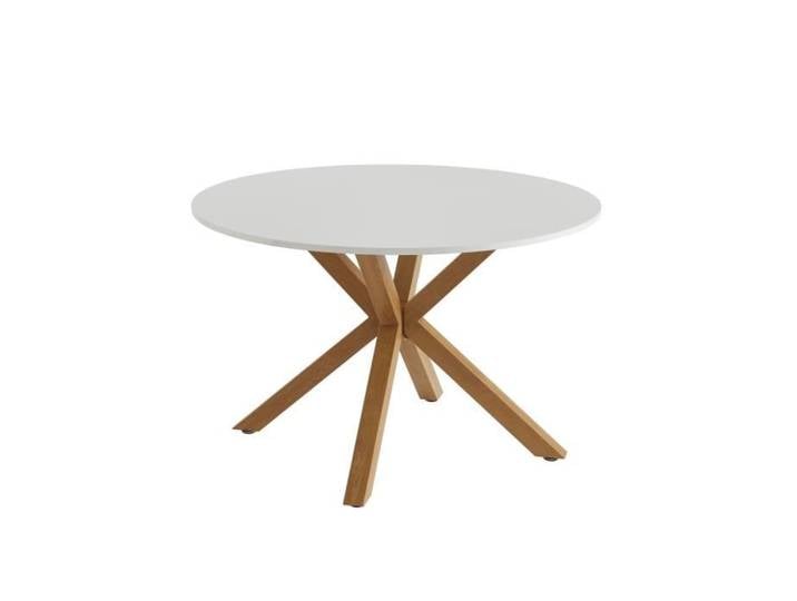 Table à manger ronde HARRY blanc et effet chêne 120cm