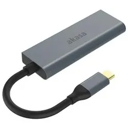 Akasa AK-CBCA19-18BK (USB-C, 4 Ports), Dockingstation + USB Hub, Silber