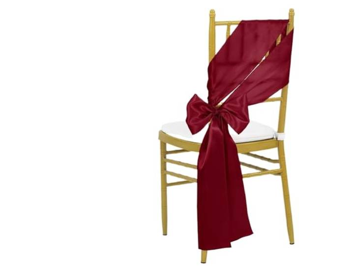 Stuhlschleifen für Hochzeiten 24PCS 17x275cm Himmelblau Satin Stuhl Schärpen Schleifen Abdeckung Bänder for Hochzeit Bankett Party Event Dekorationen(Dark red)