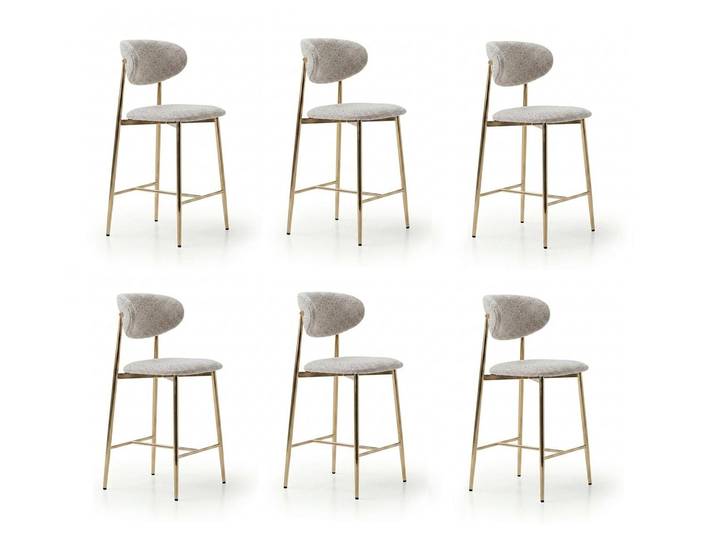JVmoebel Barhocker 6x Barhocker Lang Praktisch Stilvoll Bequem Weiß Gold, Made in Europa