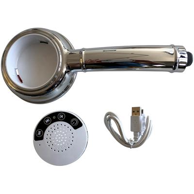 Handbrause ADOB "Bluetooth", grau (chromfarben), B:10cm H:25cm, Duschköpfe, Handbrause, mit Lautsprecher für Musik oder Telefon