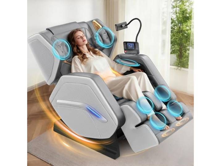 NAGLIFOR Massagesessel,Ganzkörper-Massagestuhl, 14 Massagerollen Rücken- und Beinheizung, Fußmassage, 8 Airbags, Bluetooth-Lautsprecher, Touch-Fernbedienung für Familie und Freunde