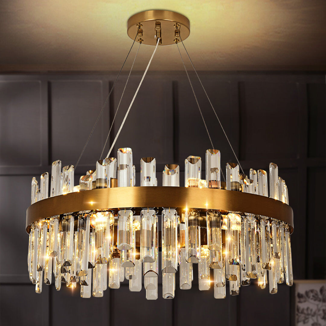 Canora Grey Unique/Statement Chandelier Brushed Gold 25cm H x 60cm W x 25cm D
