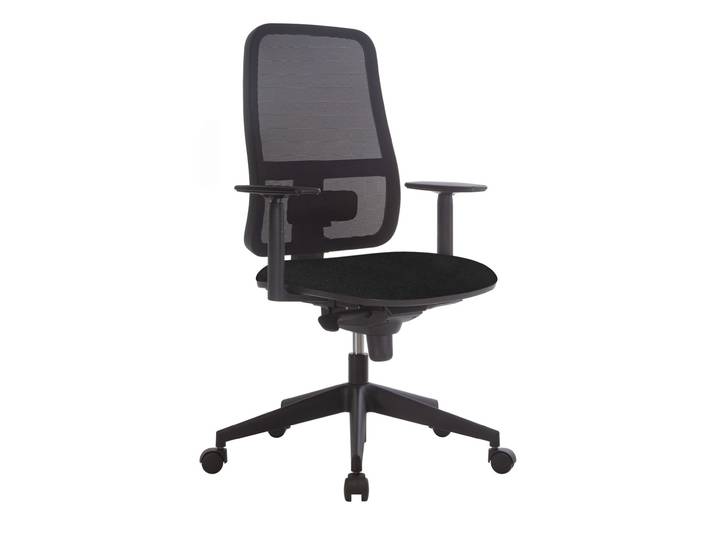 Fauteuil de direction Terence Maille Tissu Noir Hauteur réglable - Accoudoirs Dossier Roulettes