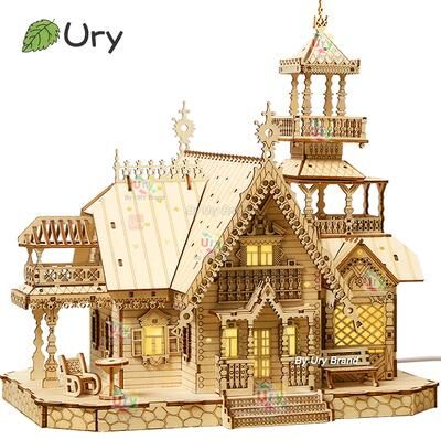 Fusion Finds 3D Wooden Puzzle Villa House Royal Castle With LED Lights, DIY Model Kit For Kids & Adults, Creative Desk Decoration 3D Wooden Puzzle Villa House Royal Castle With LED Lights, DIY Model Kit For Kids & Adults, Creative Desk Decoration