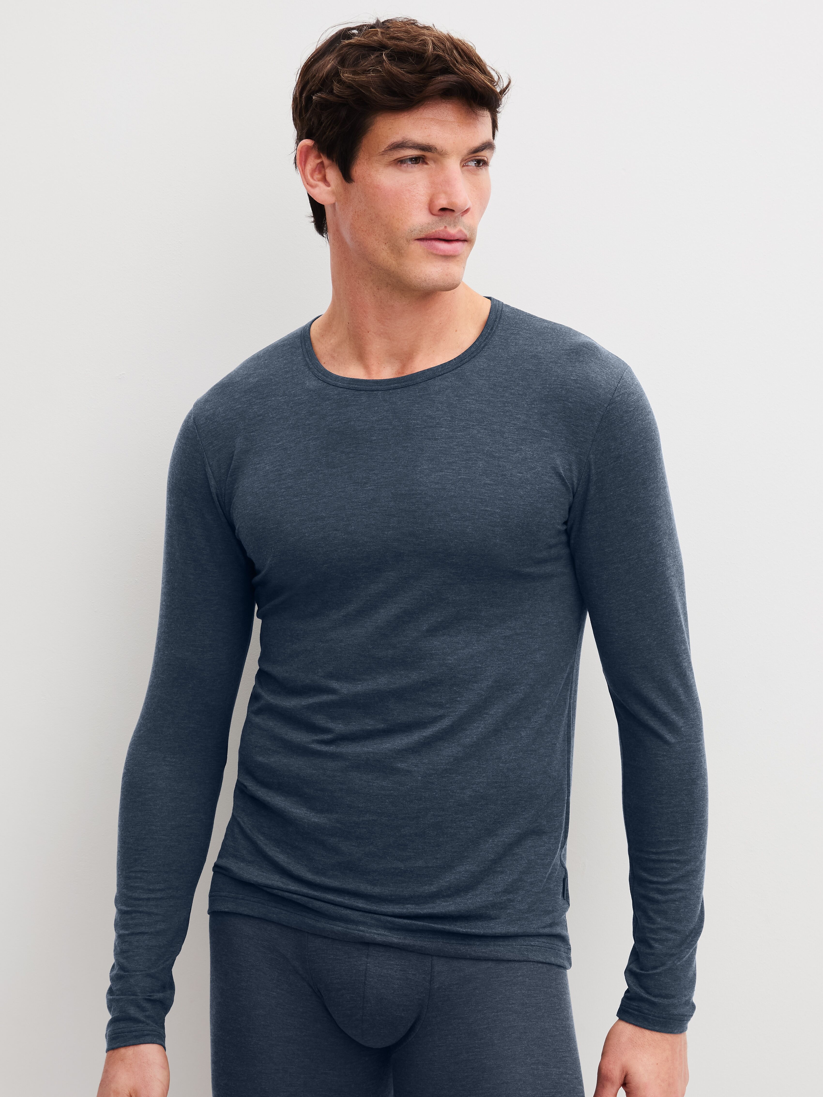 Langarmshirt CALIDA "Sporty Warming", Herren, Gr. XXL (58/60), anthrazit, Single Jersey, Obermaterial: 67% Lyocell, 28% Wolle, 5% Elasthan, Shirts Langarmshirt